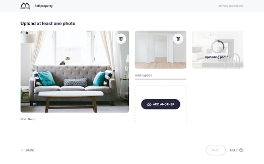 Mooving seller flow for uploading and captioning property photographs
