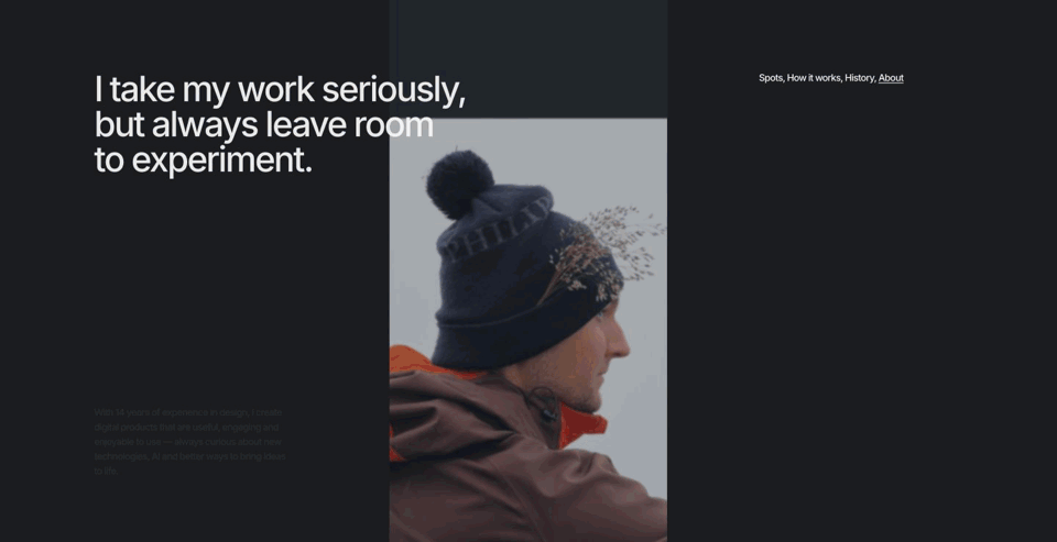 Recording of the actual experiment-title hover on the About page