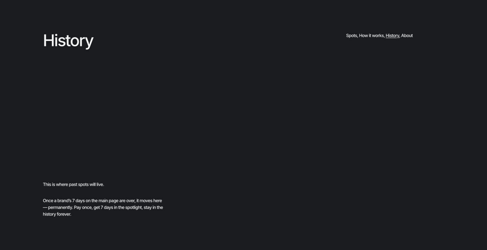 Recording of the History page message appearing progressively
