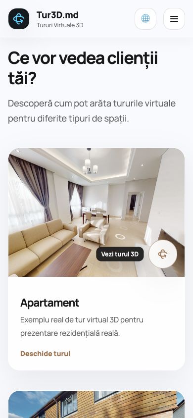 Tur3D mobile apartment example with a link to open the virtual tour